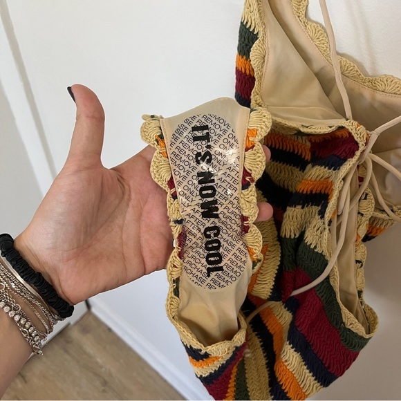 It’s Now Cool The Crochet One Piece Bathing Suit Stripe Size Extra Large NWT - Picture 6 of 6